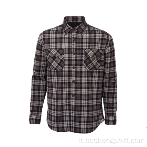 Camicia di flanella scozzese a maniche lunghe da tenere in caldo casual